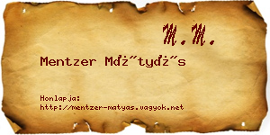 Mentzer Mátyás névjegykártya